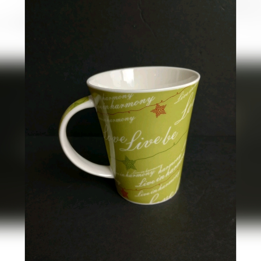 Starbucks Love Live In Harmony Green Holiday Coffee Tea Cup Mug 2005